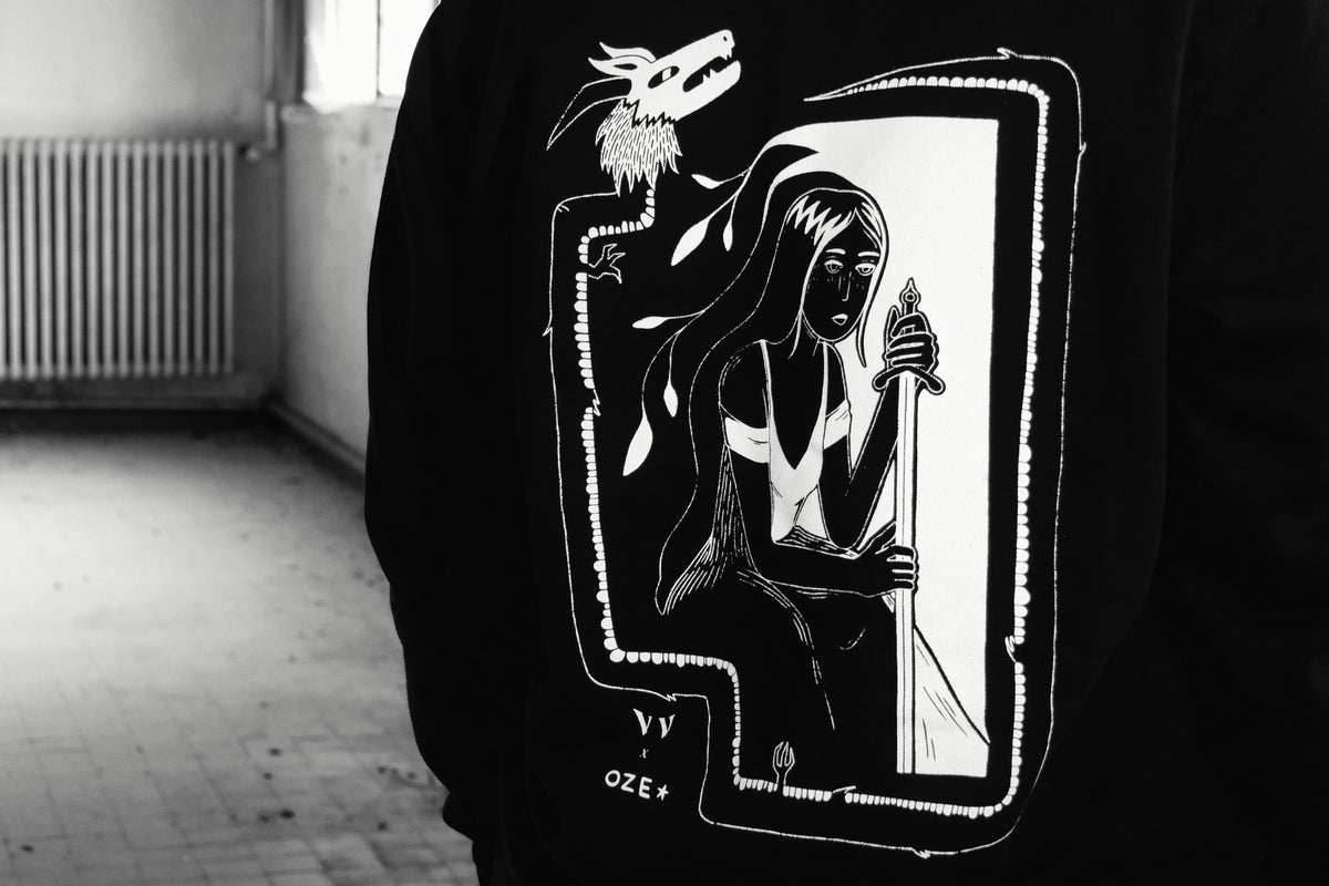 "Caigne" - Sweatshirt brodé et sérigraphié unisexe Vieilles Verveines